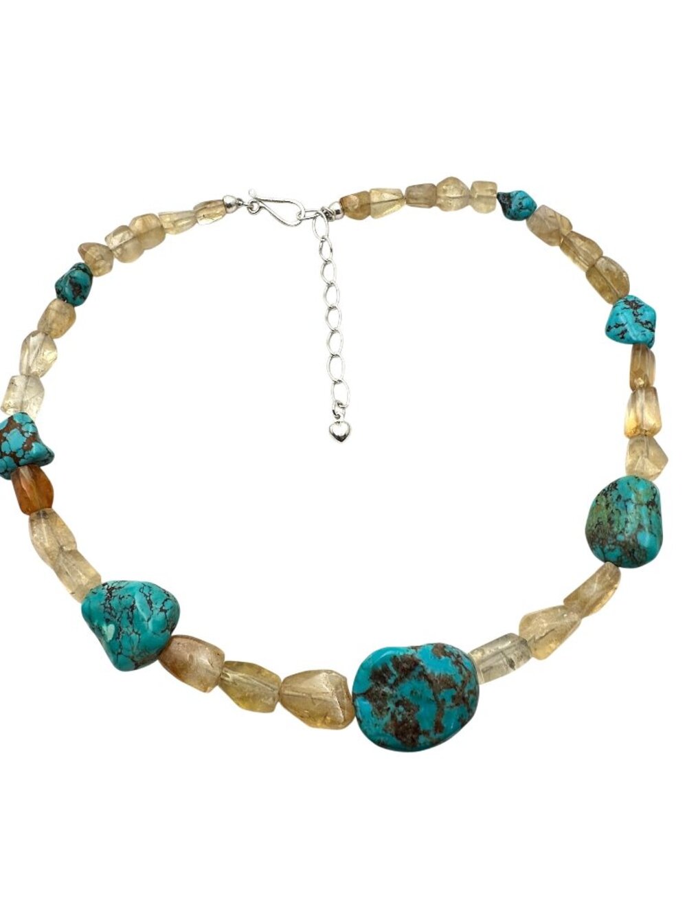 Jay King Necklace Mine Turquoise Citrine Sterling Silver Necklace 16 - 18"